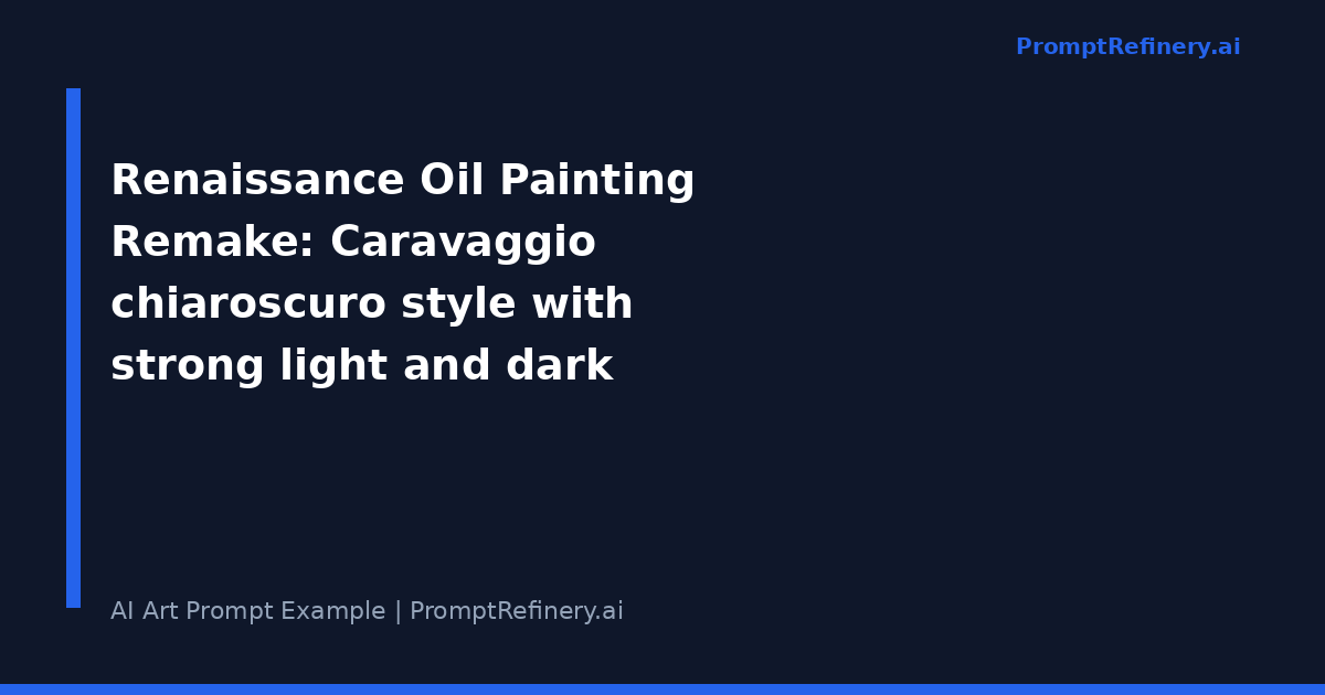 Renaissance oil painting remake example: Caravaggio chiaroscuro style with strong light and dark contrast and classical oil painting composition